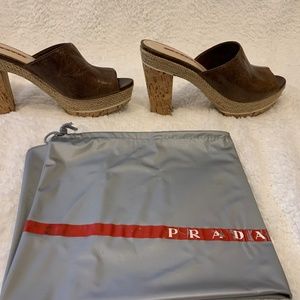 Prada Brown Platform Sandals